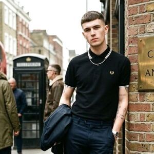 FRED PERRY Sportswear Black Made in England Mod Retro Polo Shirt   Mens Size 40